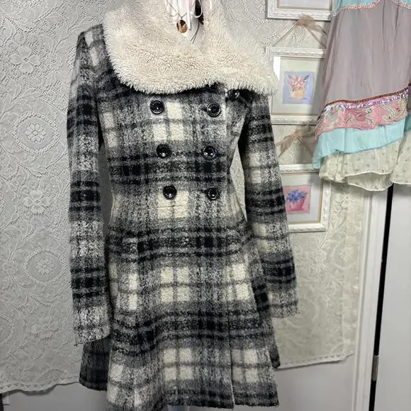 vintage fur plaid grunge guess jacket - Picture 4 of 5